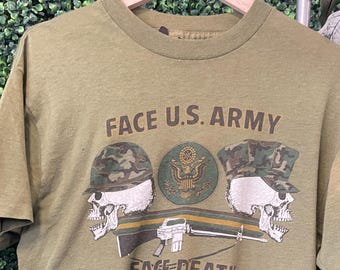 T-shirt Vintage Années 80 Hanes – Bravo 4-10 4th PLT Warriors – Taille L – USA Military