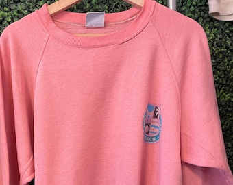 Sudadera vintage de los 80 REEBOK MAUI HAWAII talla M // Sudadera deportiva Nike Surf rosa, linda, para entrenamiento, gimnasio, con funda para bomba, estilo retro, película neón