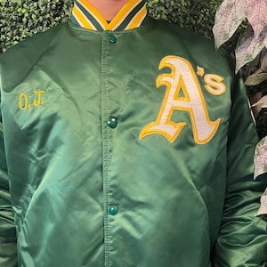 Vintage 90-talsstarter OAKLAND A’s BASEBALL SATINjacka L // vintage mode California bomber patch logo långärmad sportjacka atletisk canseco