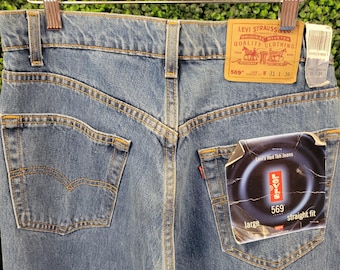 vtg 90s LEVIS RED TAB 569 Jeans Size 31x36 // Blue denim straight fit leg casual faded new with tags retro vintage pants baggy grunge skater