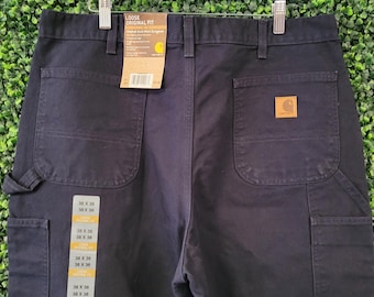 vtg NOWE spodnie ogrodniczki CARHARTT Luźne spodnie Jeans 38 x 36 // czarne luźne spodnie robocze cargo z lat 90. Y2K Carhartt washed utility farmer grunge skater