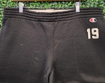 vtg CHAMPION BAGGY SWEATS xl // black 80s loose sweatpants distressed retro rare athletic wear gym wear vintage comfy quality runnner grunge