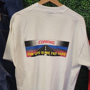 T-shirt vintage années 90 COMPAQ COMPUTER SOFTWARE, taille XL // style vintage ingénieur, technologie, Apple, Microsoft, blanc, ample, formation, Silicon Valley