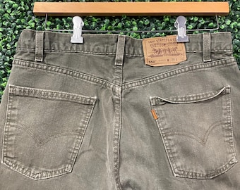 vtg LEVI STRAUSS ORANJE Tab 550 jeans 36 x 32 // olijfgroen denim regular straight-fit broek skater jaren 90 streetwear groen vervaagde vintage aardetint