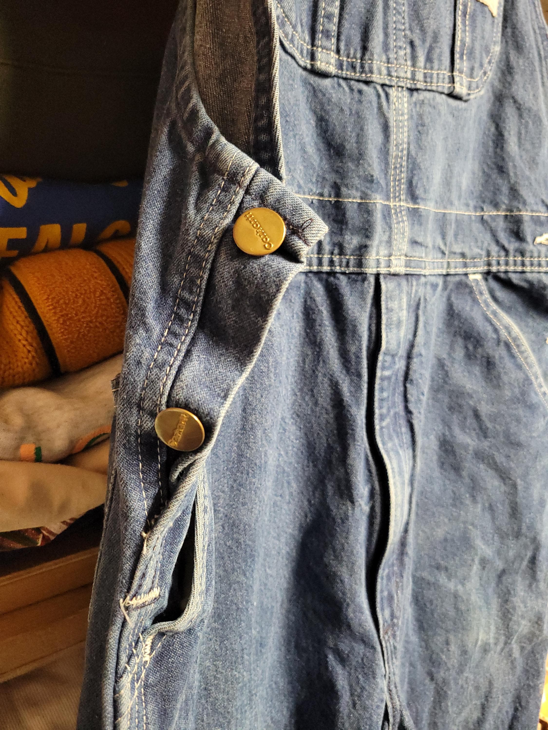 Vtg 90s CARHARTT DARK Wash DEMIN Overalls 32x29 // Vintage Farmer