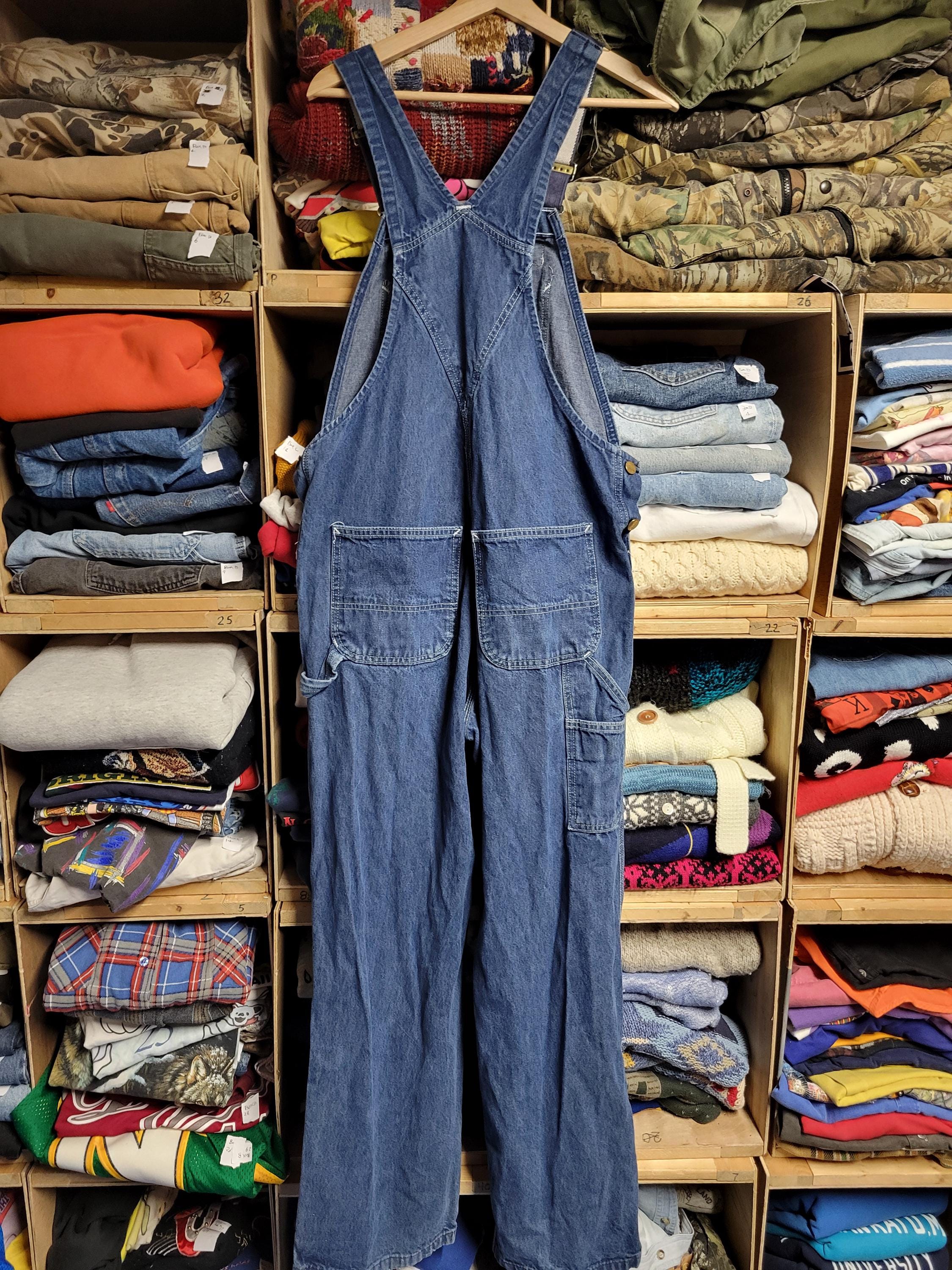〜90s Carhartt Denim Painted Overalls Vtg 90s CARHARTT DARK Wash DEMIN Overalls 32x29 // Vintage Farmer