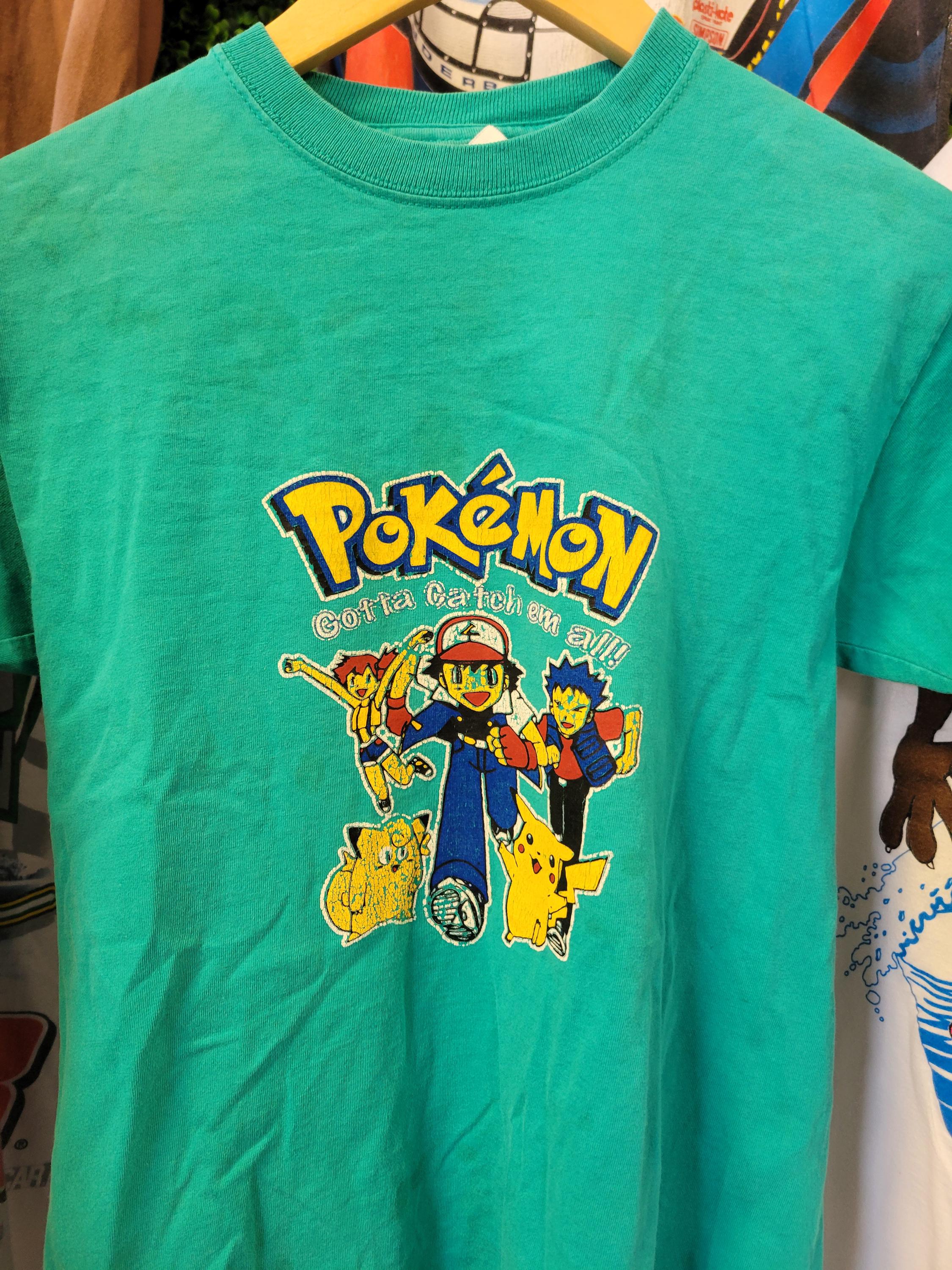 Vtg 90s POKEMON CARTOON ANIME Tee X-small // Teal Cotton