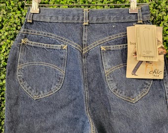 vtg 90s CHIC BRAND NEW Jeans size 12 // blue denim medium dark wash regular fit straight leg deadstock retro vintage pants womens bottoms