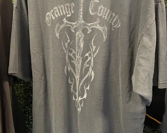 vtg 90s ORANGE COUNTY CHOPPERS Tee 2XLarge // vintage black charcoal faded distressed oversized basic logo dagger biker old school new rules