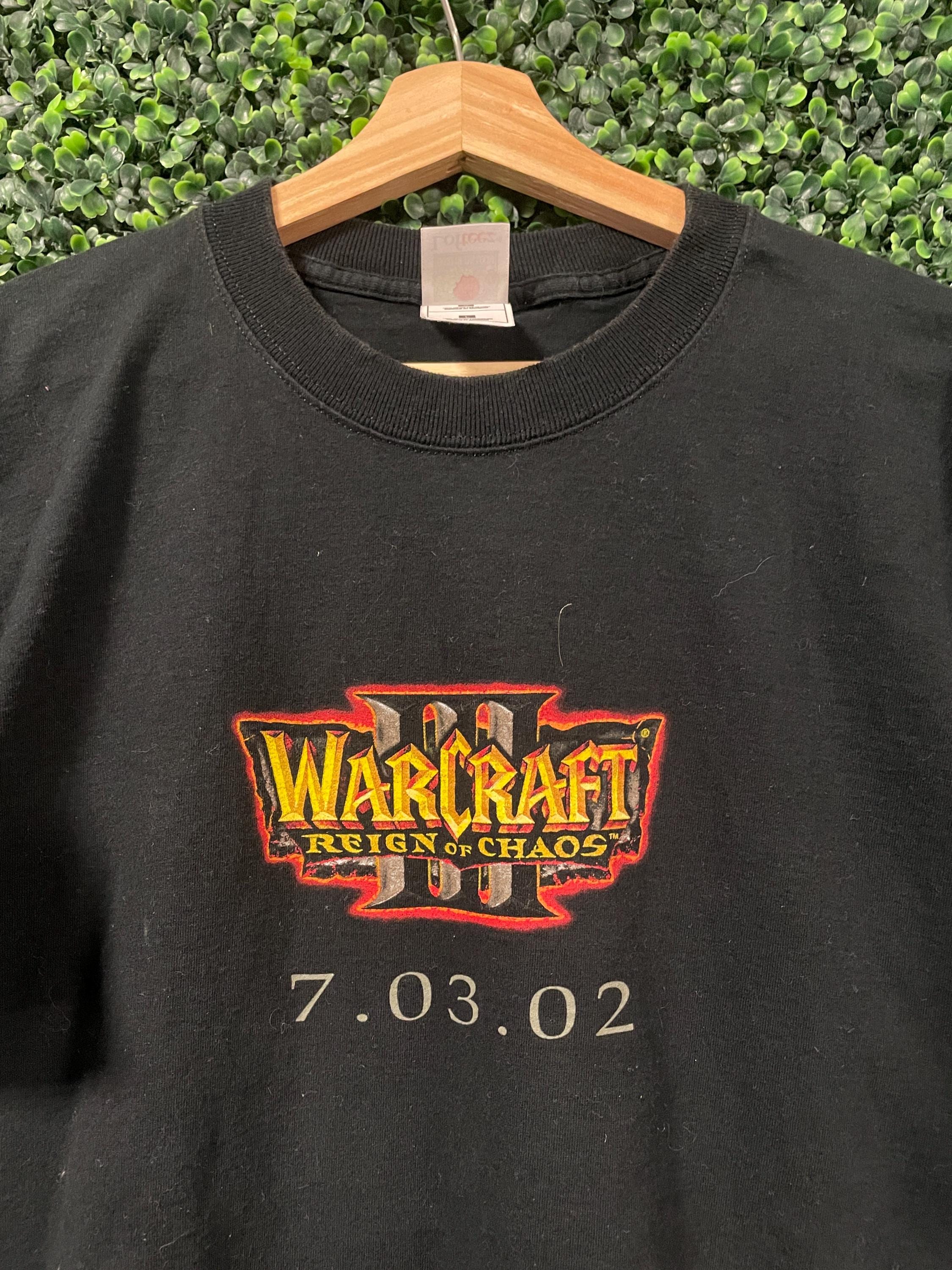 Vtg World of WARCRAFT 3 GAMING T-shirt Large // Black Cotton Video