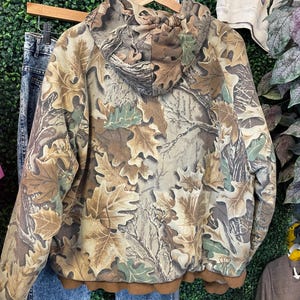 vtg 90s ADVANTAGE HUNTING CAMO Jacket medium // leaf outdoors vintage bomber winter coat mossy oak style aop farmer midwest hunter hunting image 4