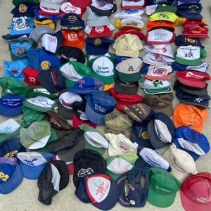 100+ LOT of TRUCKER HATS // mesh SnapBack farm patch strap 90s 80s k brand usa John Deere Tractor work wear tall hat cap as-is Louisville