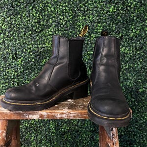 Vtg 90s DOC MARTENS CHELSEA Boots // Utility Brown Leather 7  display picture 3