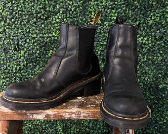 Vtg 90s DOC MARTENS CHELSEA Boots // Utility Brown Leather 7  display picture 1