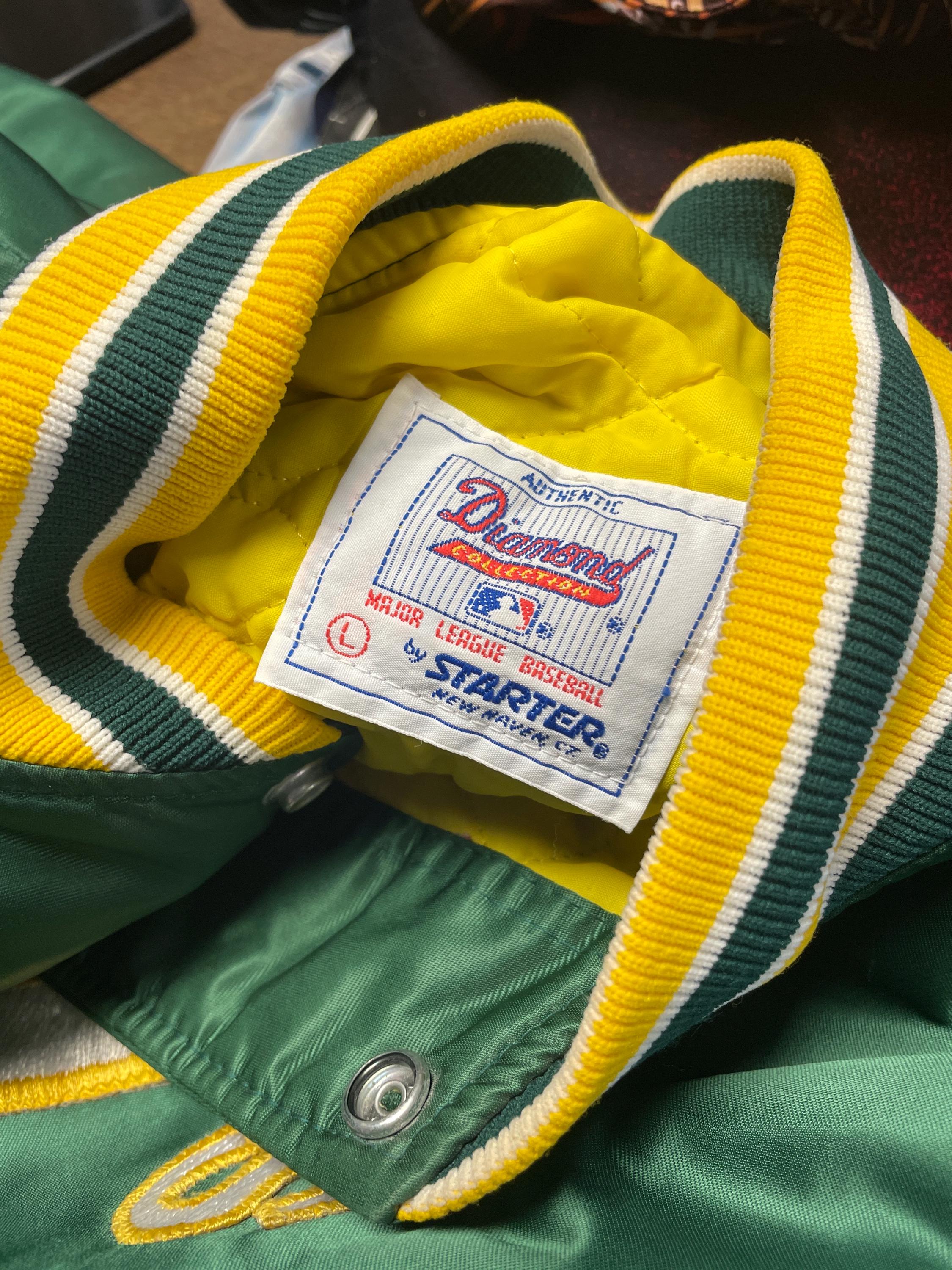 Vtg 90s Starter OAKLAND A's BASEBALL SATIN Jacket L // Vintage