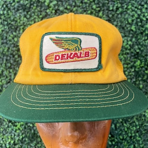 Casquette vtg DEKALB Trucker des années 70//casquette estival amusante, ambiance estivale, camion de plage, style de collection, produits k vintage, effet décoloré, bon état, fabriqué aux États-Unis