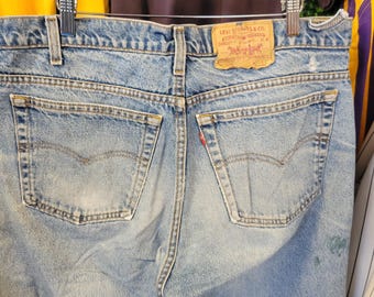 vtg 90s LEVIS 505 RED TAB Jeans size 38 // blue cotton denim light medium wash faded regular fit straight leg retro vintage pants Strauss
