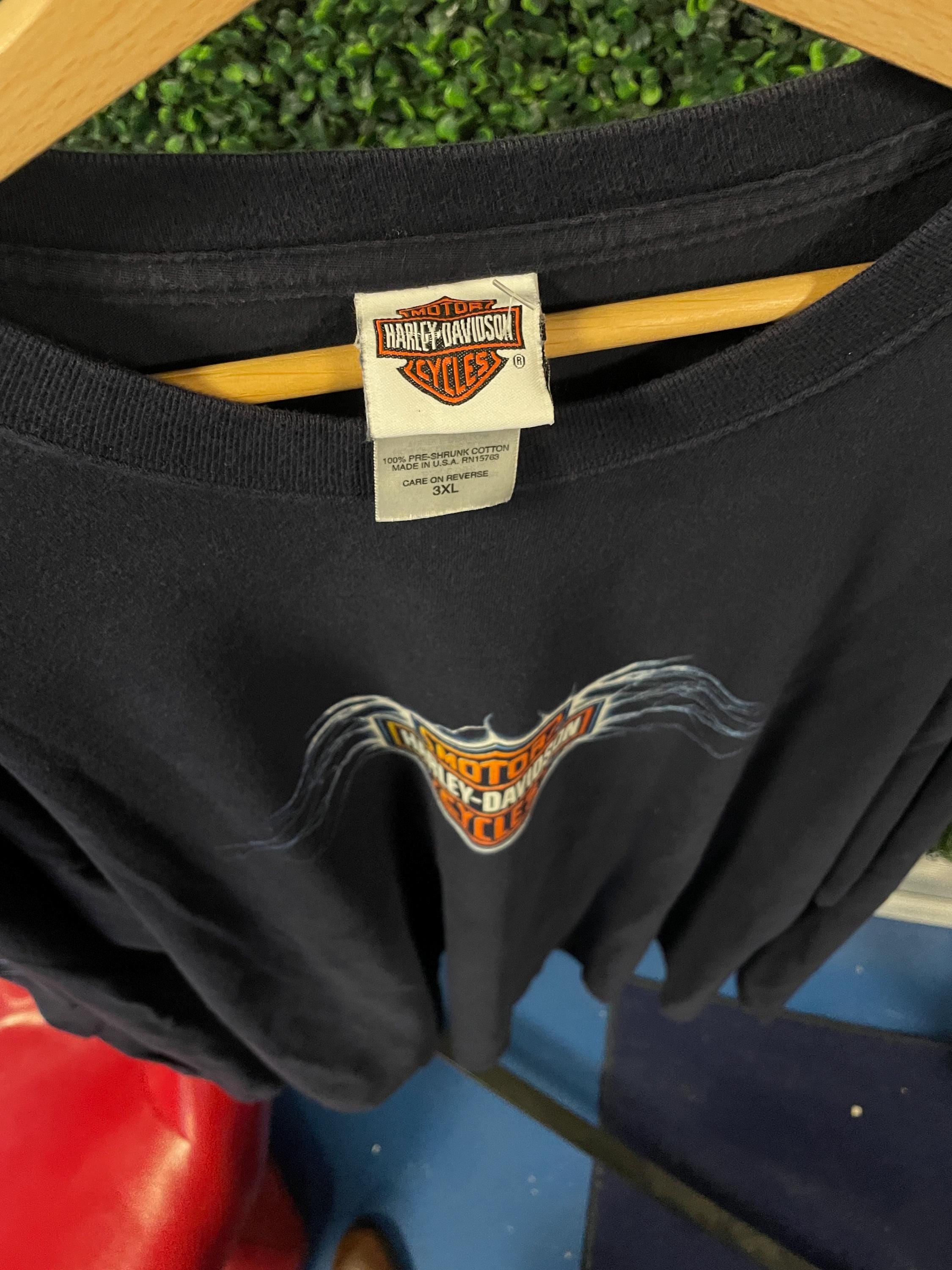 Vtg 90s HARLEY DAVIDSON LIGHTNING Long Sleeve Shirt 3xl // Navy