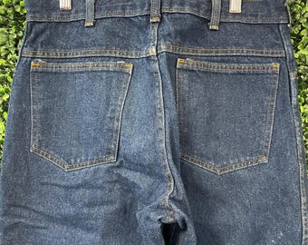 vtg 70s DARK WASH JEANS 31 x 31 // denim blue medium gerade geschnittene Hose dark indigo washed abgenutzt normal Vintage Hose talon Zipper