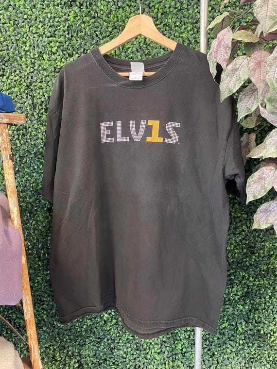 Vtg 90s ELVIS PRESLEY MUSIC Tee Xl // Y2K Vintage Black Tour Band