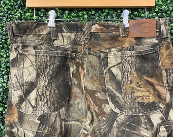 vtg REALTREE CAMO CARGO Pants 38 // cotton canvas dark mossy oak baggy loose fit streetwear 2000s wide wrangler vintage hunting outdoors