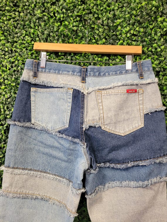 Vtg PATCH WORK WOMENS Zana Jeans 13 // Blue Denim Multi-color Wash