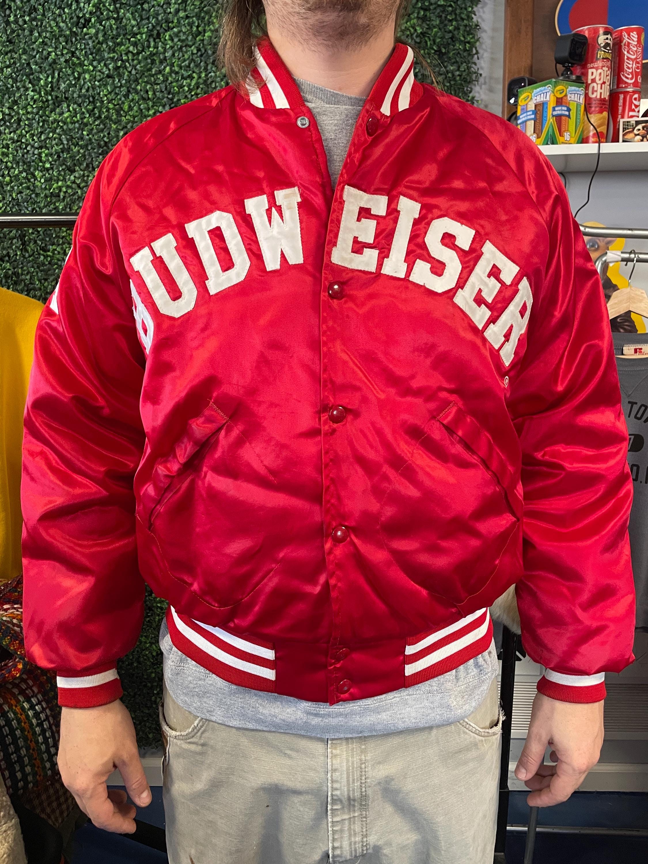 Vtg 80s BUDWEISER BASEBALL SATIN Bomber Jacket // Vintage Fashion