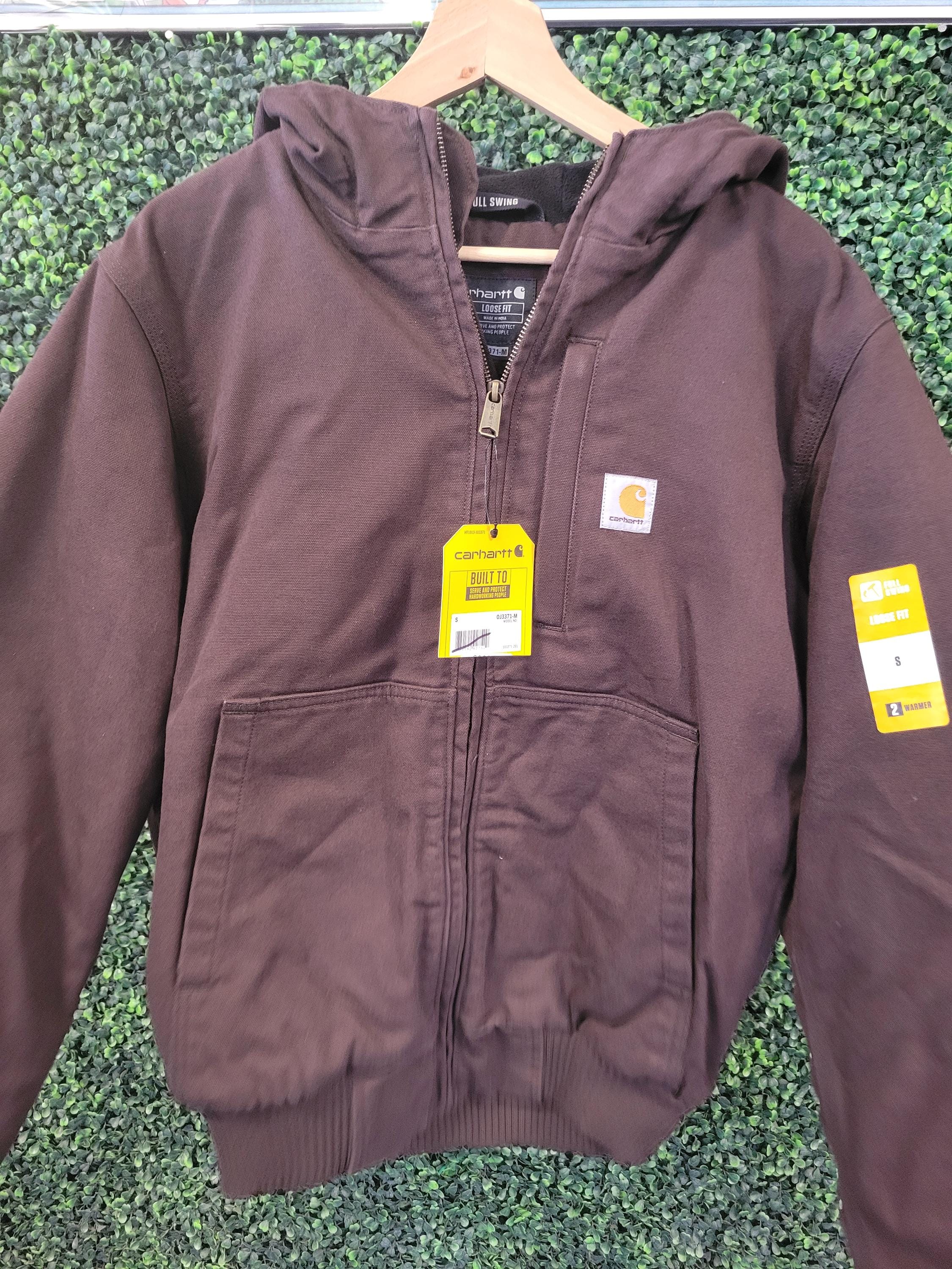 Vtg Y2K CARHARTT 0J3371 M DEADSTOCK Jacket // Brown Canvas Fleece