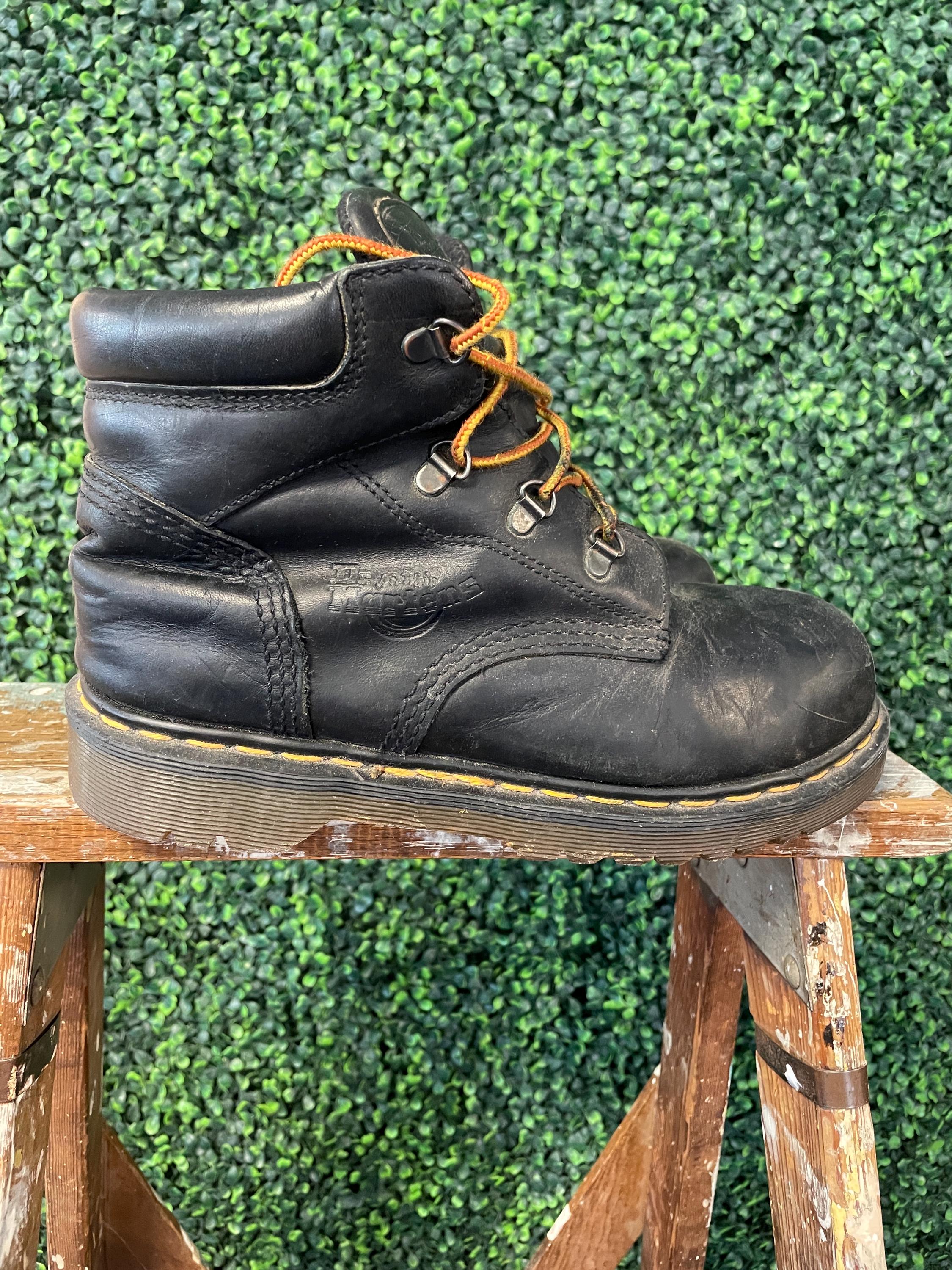 Vintage Dr Martens Black Leather Boots Mens 12 Combat Moto Biker Workwear Boho Dr. Martens Anistone Hi Biker Boots | Boot World main image 2