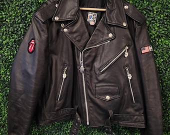 Vtg 1989 ROLLING STONES BAND Denim Jean Jacket Medium // Vintage