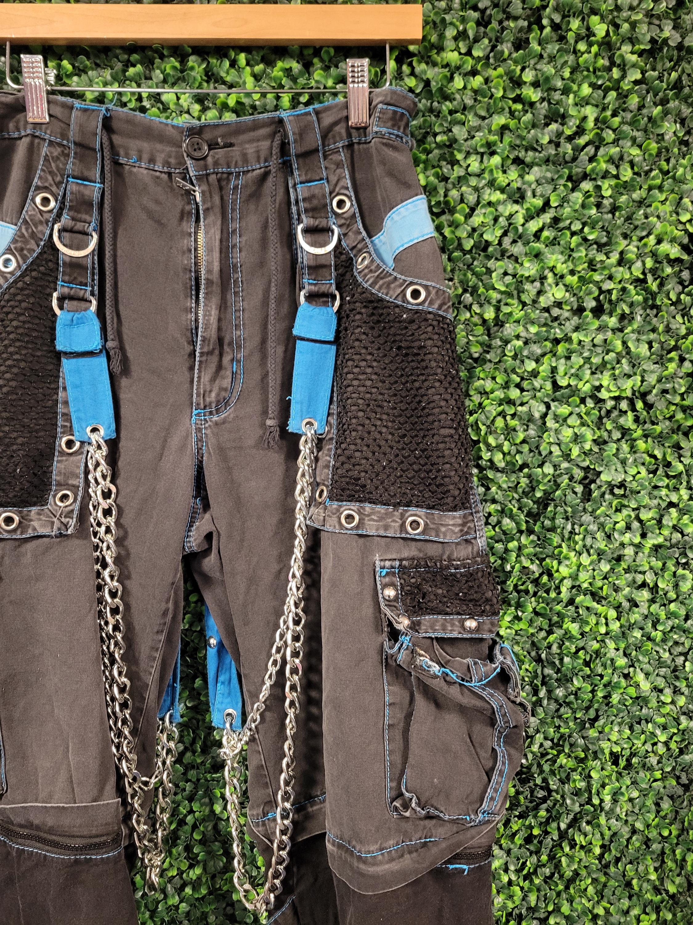 Vtg 90s TRIPP NYC RAVE Pants 30 // Vintage Chains Teal Goth Emo 