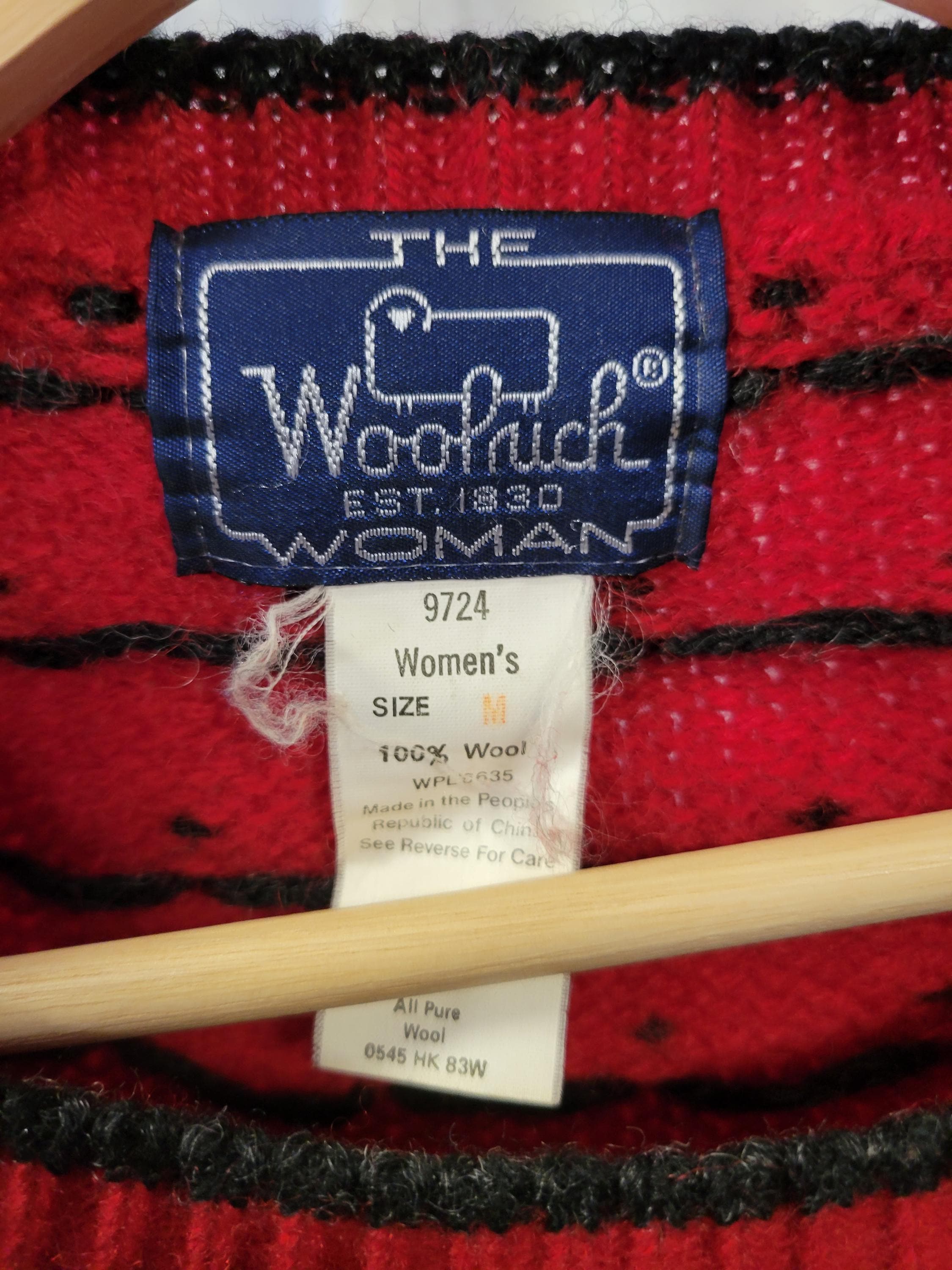 Vtg 90s CUTE WOOLRICH SHEEP Sweater Medium // Red and Black Wool