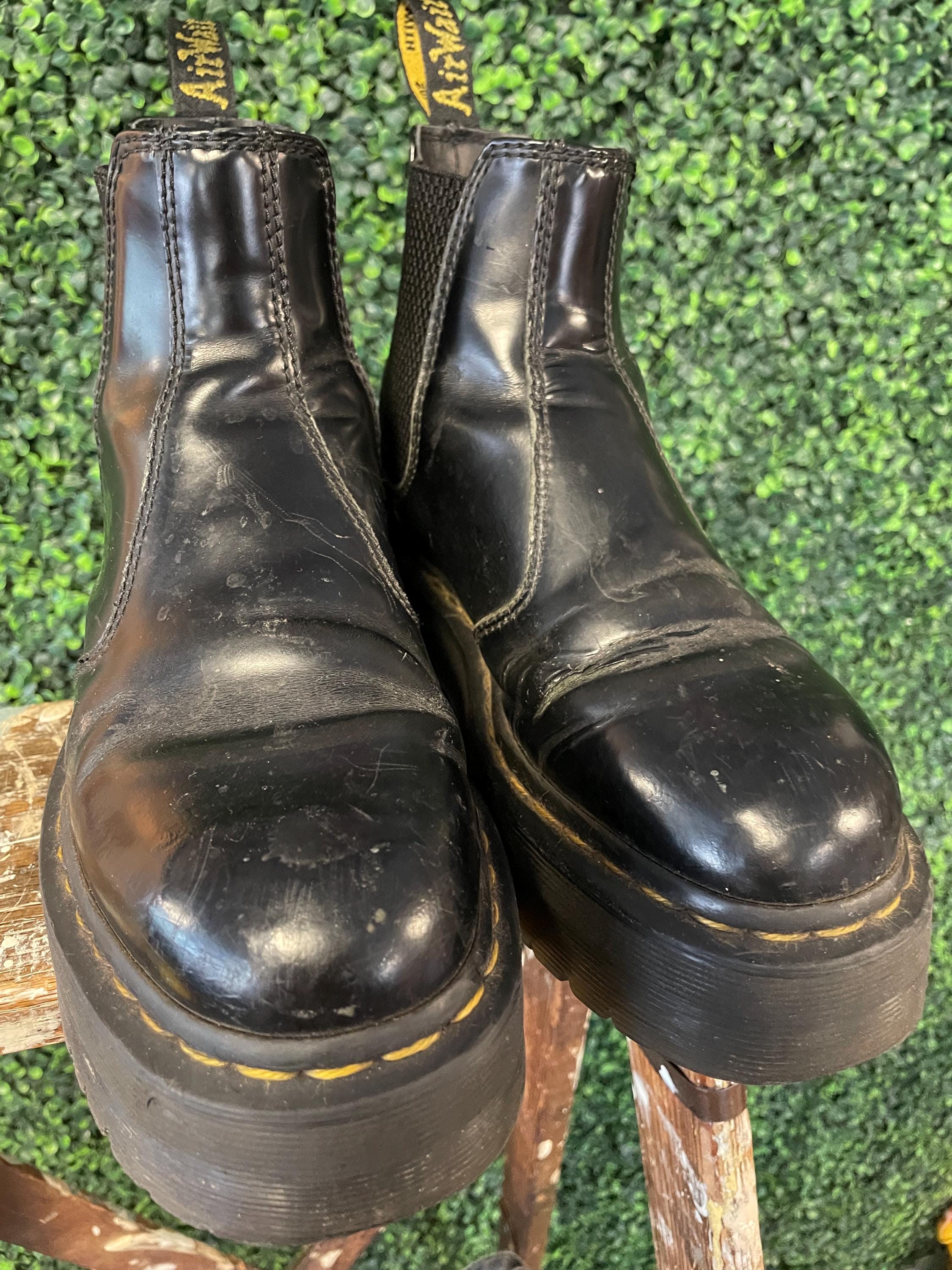 Vtg 90s DOC MARTENS CHELSEA Boots // Utility Brown Leather 7  display picture 2