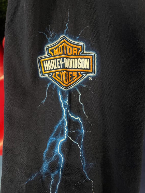 Vtg 90s HARLEY DAVIDSON LIGHTNING Long Sleeve Shirt 3xl // Navy