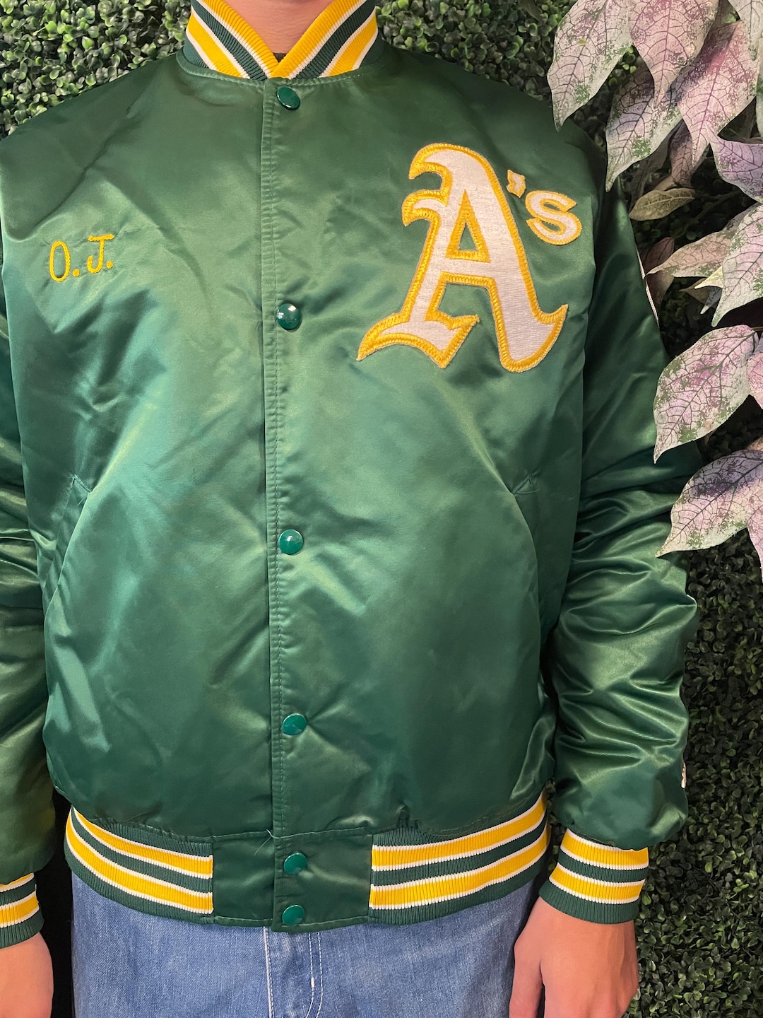 Vtg 90s Starter OAKLAND A's BASEBALL SATIN Jacket // Vintage