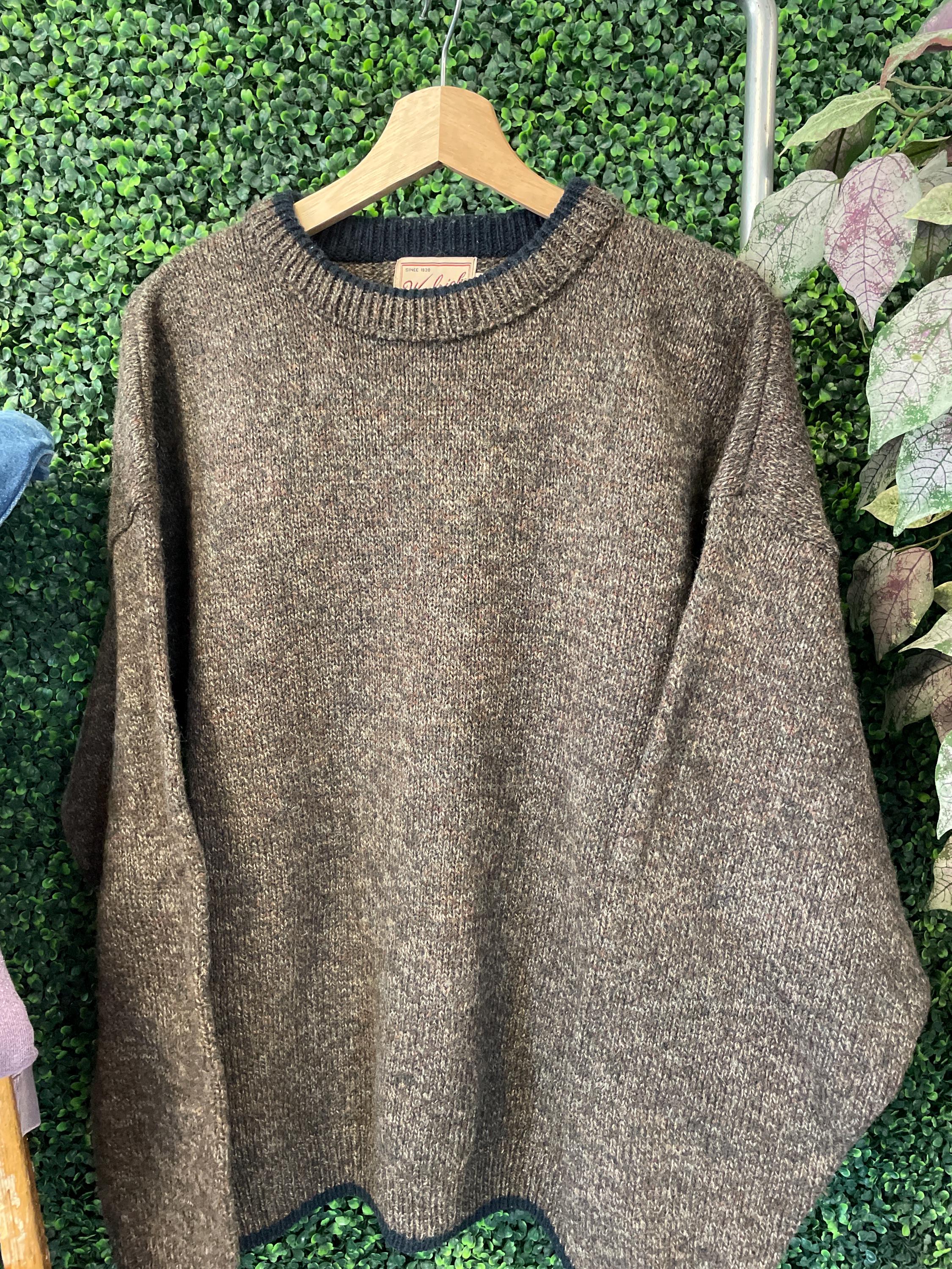 Vintage 90s Woolrich Knit Sweater: Fuzzy Brown Wool Cardigan
