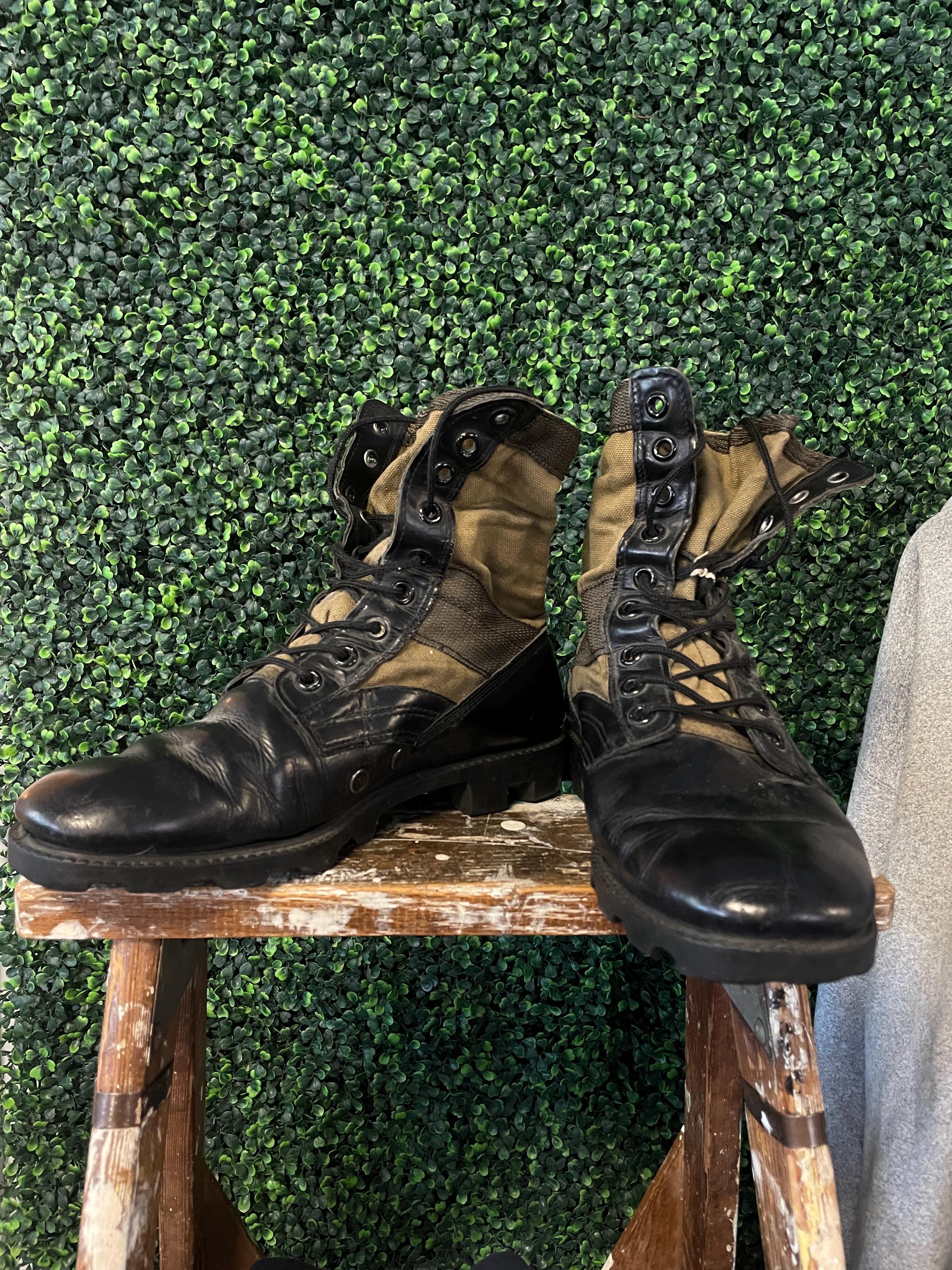 80s military boots 29cm USA製 Vintage 80s Military Combat Boots: Black Leather, USA Made 10M