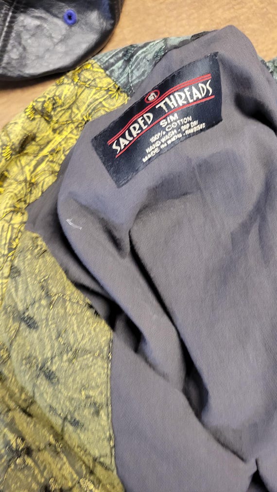 vtg MULTICOLOR HIPPIE PATCHWORK Jacket Medium // … - image 3