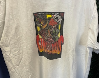 vtg 90s TROLLWOOD GUNS DOLLS Tee X-Large // vintage white multi colored guns dolls you can bet on it artsy print Moorhead Minnesota usa made