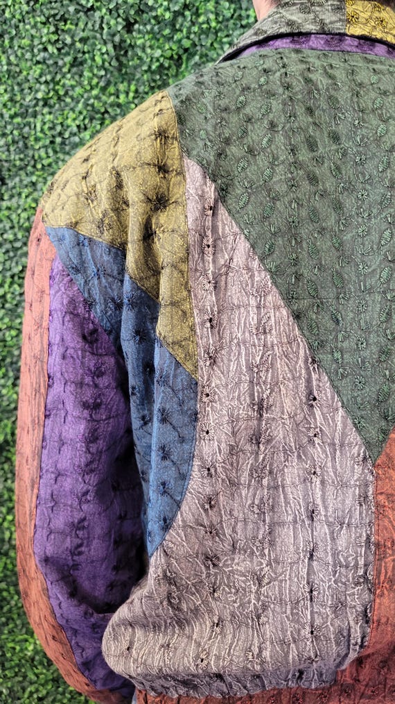 vtg MULTICOLOR HIPPIE PATCHWORK Jacket Medium // … - image 6