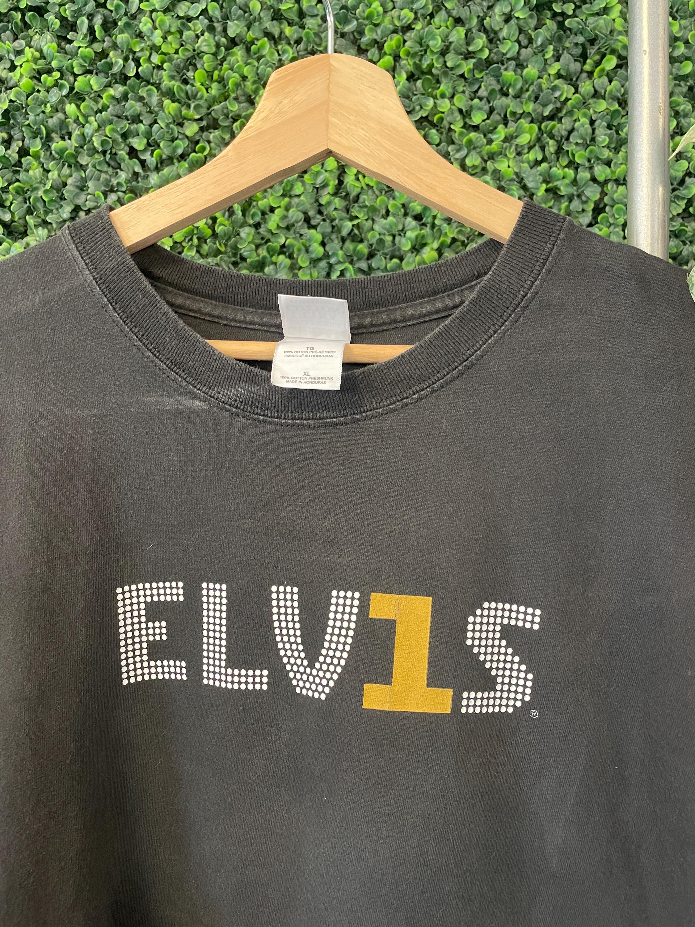 Vtg 90s ELVIS PRESLEY MUSIC Tee Xl // Y2K Vintage Black Tour Band