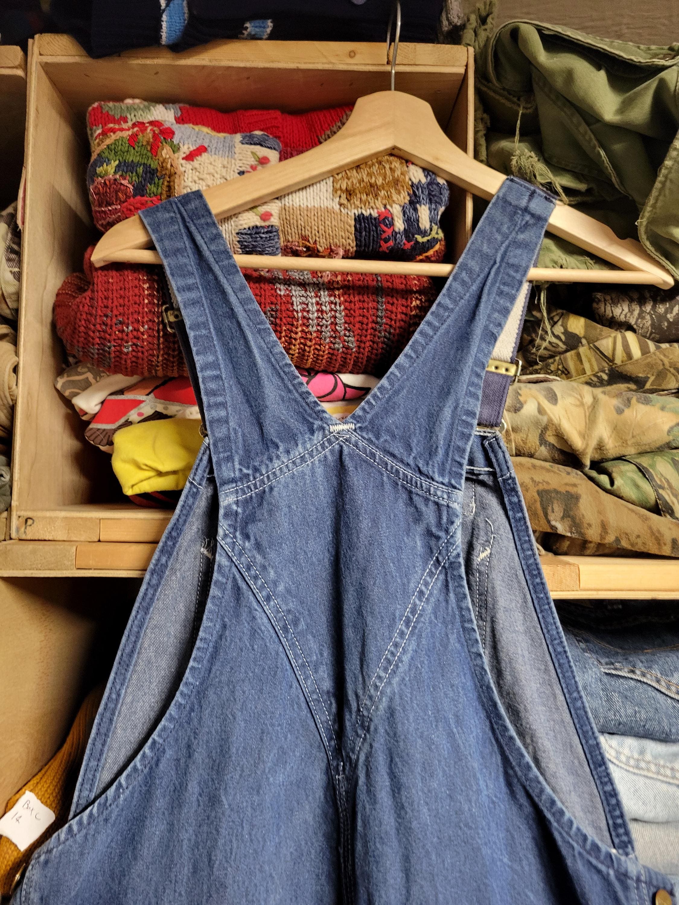 Vtg 90s CARHARTT DARK Wash DEMIN Overalls 32x29 // Vintage Farmer