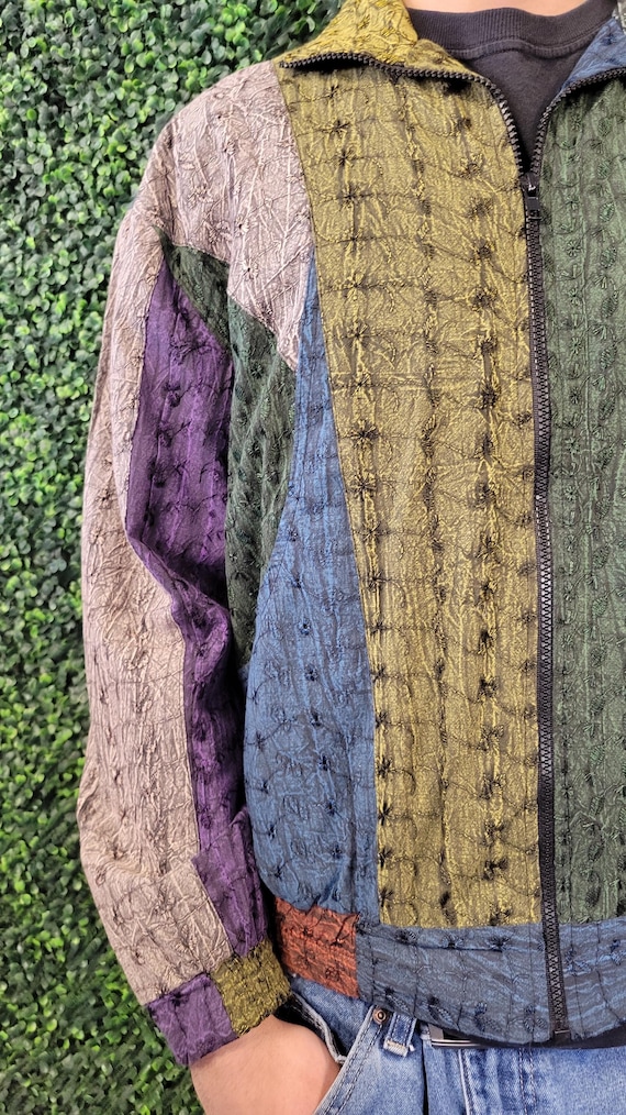 vtg MULTICOLOR HIPPIE PATCHWORK Jacket Medium // … - image 5