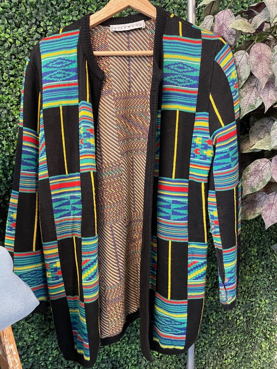 vtg GIVENCHY PATTERNED RAINBOW Sweater Cardigan /… - image 1