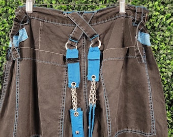 Pantalones vintage TRIPP NYC RAVE de los 90, talla 30 // Cadenas vintage, color verde azulado, estilo gótico, emo, grunge, Y2K, holgados, skater, Jnco, música, Nueva York, cintura media, metal, punk, rave