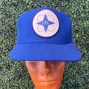 vtg 70s Itl ATOMS SCIENCE TRUCKER Hat // cap fun summer vibe truck molecule earth vintage k products biker vibe good condition made in usa