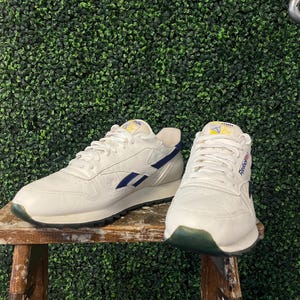 Vtg 80s REEBOK CLASSIC LEATHER Sneaker // Athletik / Turnschuh Laufsport Adidas Größe 48 Weiß Gym Fun außerhalb 90er Jahre Club c Schuh Track Run