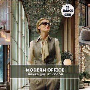 Modern Office Zoom Background Bundle: 4K Virtual Backdrop (JPG)