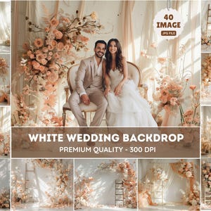 Wedding Backdrop, White Room Backdrop for Wedding, Photography Backdrop, Digital Backdrop, Wedding Photo Backdrops, Overlays, Floral arch