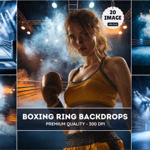Boxing Stadium Digital Backdrops: Sports Photo Backgrounds (JPG Format)